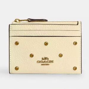 Coach Beige Card Holder with Gold Details